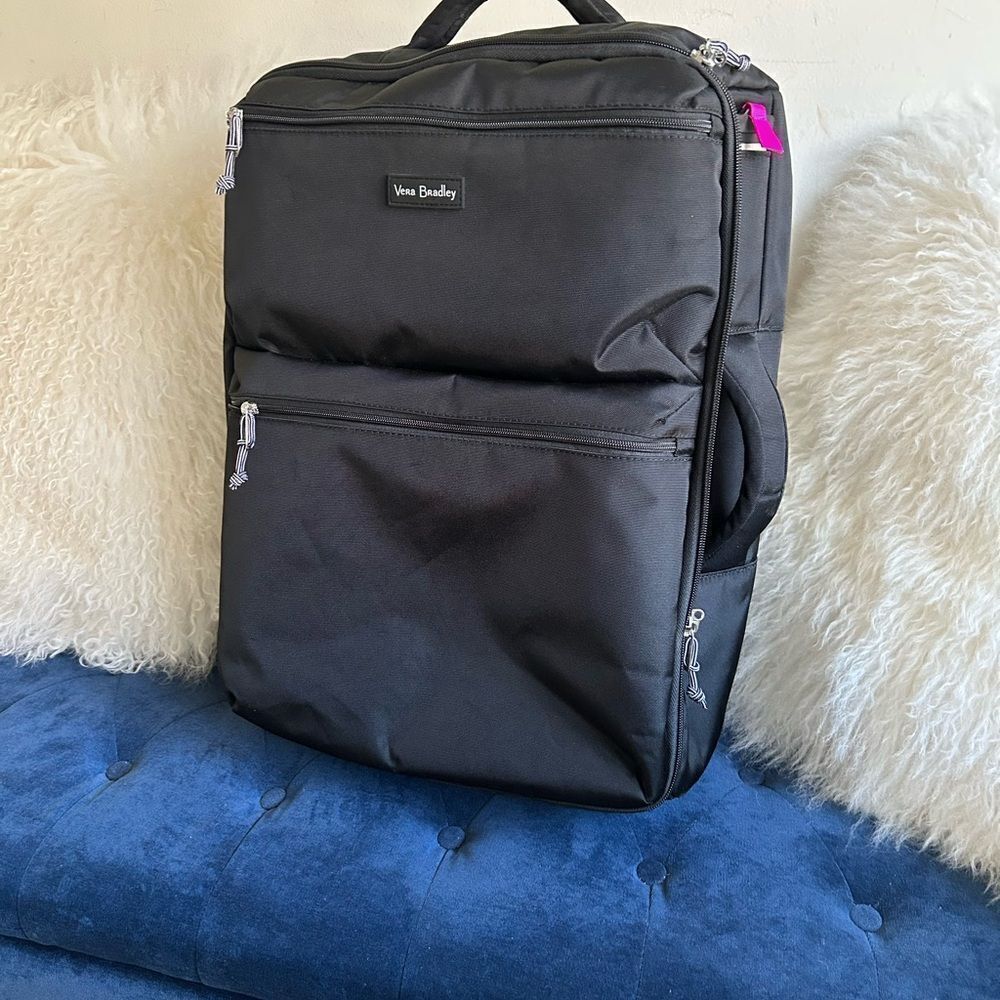 Vera Bradley Black Rolling Suitcase Travel Luggage 24” - Picture 2 of 6